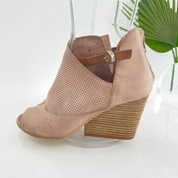 Miz Mooz Knox Sandal Women 38 8 Blush Pink Leather Wedge Boho Open Toe Bootie - Picture 6 of 16